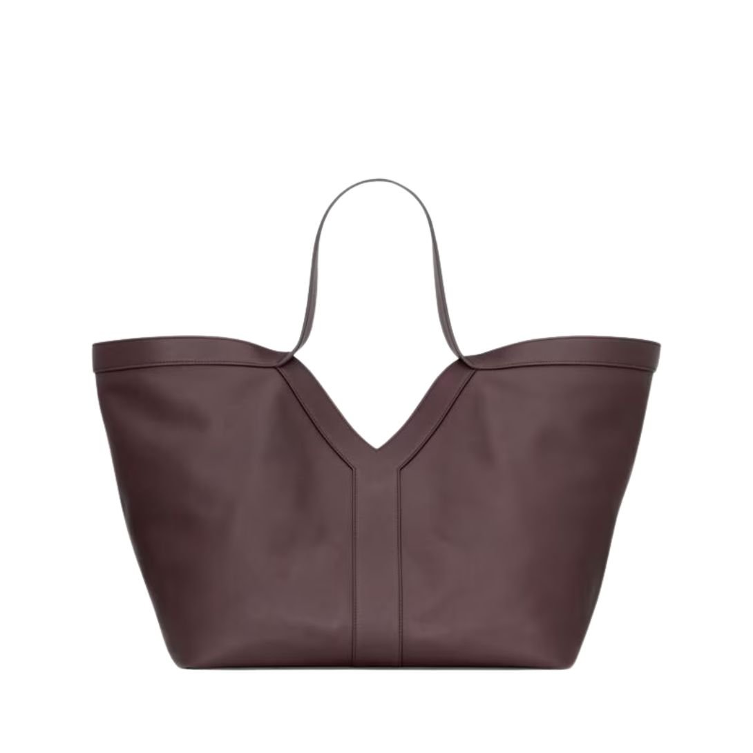 SAINT LAURENT WOMEN'S Y TOTE IN LEATHER PURPLE BROWN