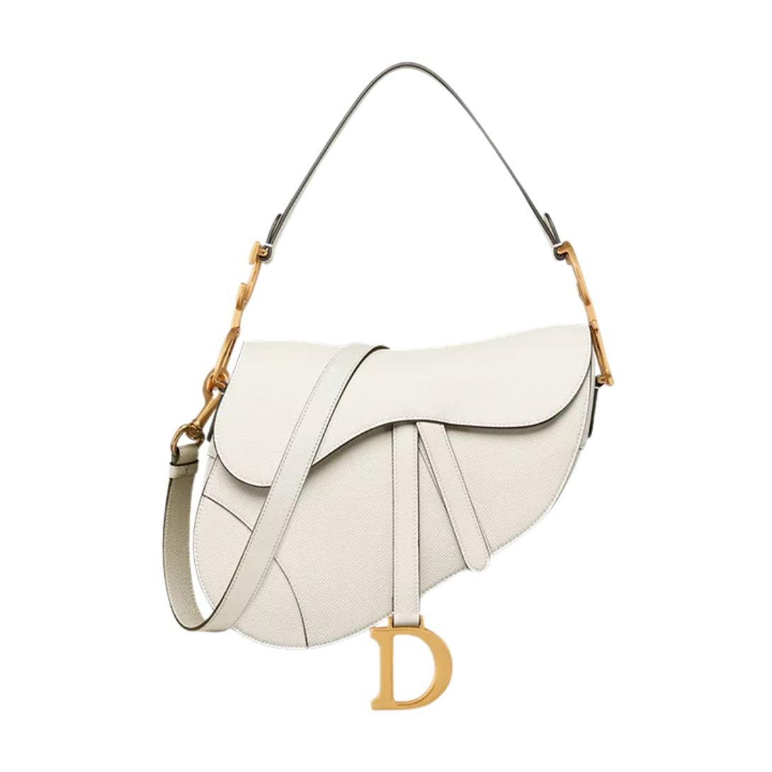 WOMEN DIOR LOGO SADDLE BAG LATTE