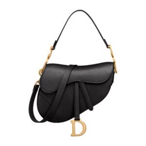 WOMEN DIOR LOGO SADDLE BAG BLACK