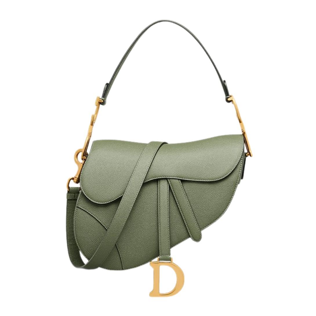 WOMEN DIOR LOGO SADDLE BAG CEDAR GREEN