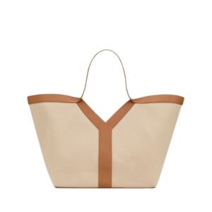 SAINT LAURENT WOMEN’S Y TOTE IN LEATHER DESERT DUST AND BRICK