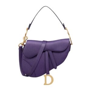 WOMEN DIOR LOGO SADDLE BAG DEEP PURPLE