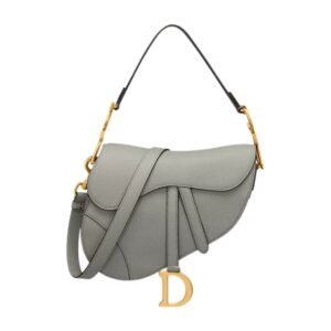 WOMEN DIOR LOGO SADDLE BAG STONE GREY