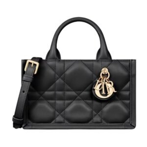 WOMEN MINI DIOR BOOK TOTE MACROCANNAGE CALFSKIN BLACK