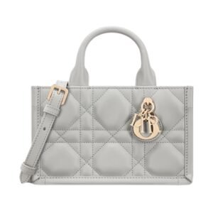 WOMEN MINI DIOR BOOK TOTE MACROCANNAGE CALFSKIN CLOUD GRAY