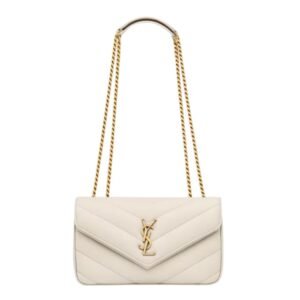 WOMEN SAINT LAURENT LOULOU SMALL IN MATELASSÉ LAMBSKIN BLANC VINTAGE