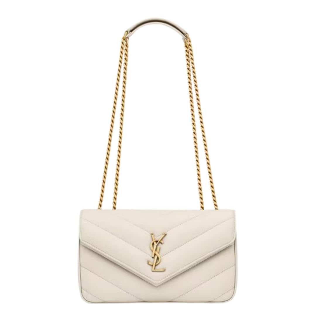 WOMEN SAINT LAURENT LOULOU SMALL IN MATELASSÉ LAMBSKIN BLANC VINTAGE