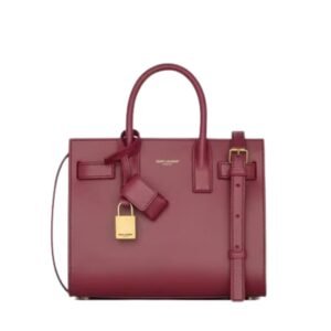 SAINT LAURENT WOMEN’S SAC DE JOUR NANO LEATHER ROUGE MERLOT