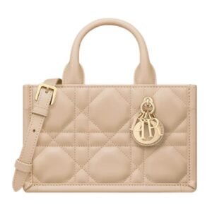 WOMEN MINI DIOR BOOK TOTE MACROCANNAGE CALFSKIN DESERT TAUPE