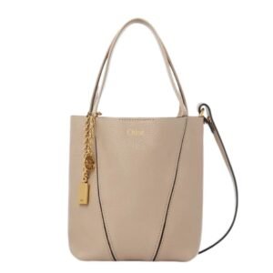 CHLOÉ WOMEN’S SPIN SMALL LEATHER TOTE BOYISH BROWN