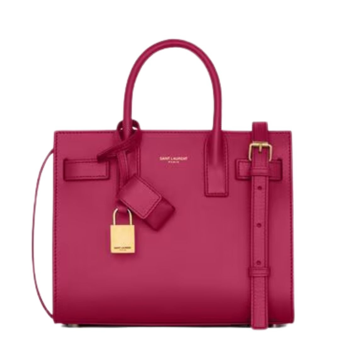 SAINT LAURENT WOMEN'S SAC DE JOUR NANO LEATHER RASPBERRY PINK