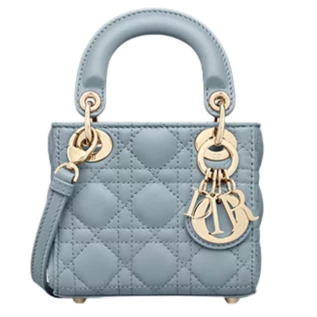DIOR MICRO BAG CANNAGE LAMBSKIN WOMEN CLOUD BLUE