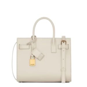 SAINT LAURENT WOMEN’S SAC DE JOUR NANO LEATHER VINTAGE WHITE