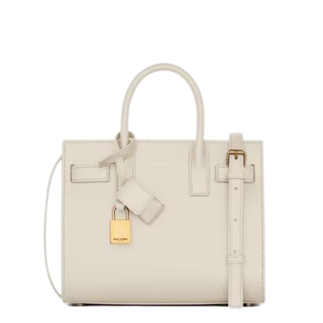 SAINT LAURENT WOMEN'S SAC DE JOUR NANO LEATHER VINTAGE WHITE