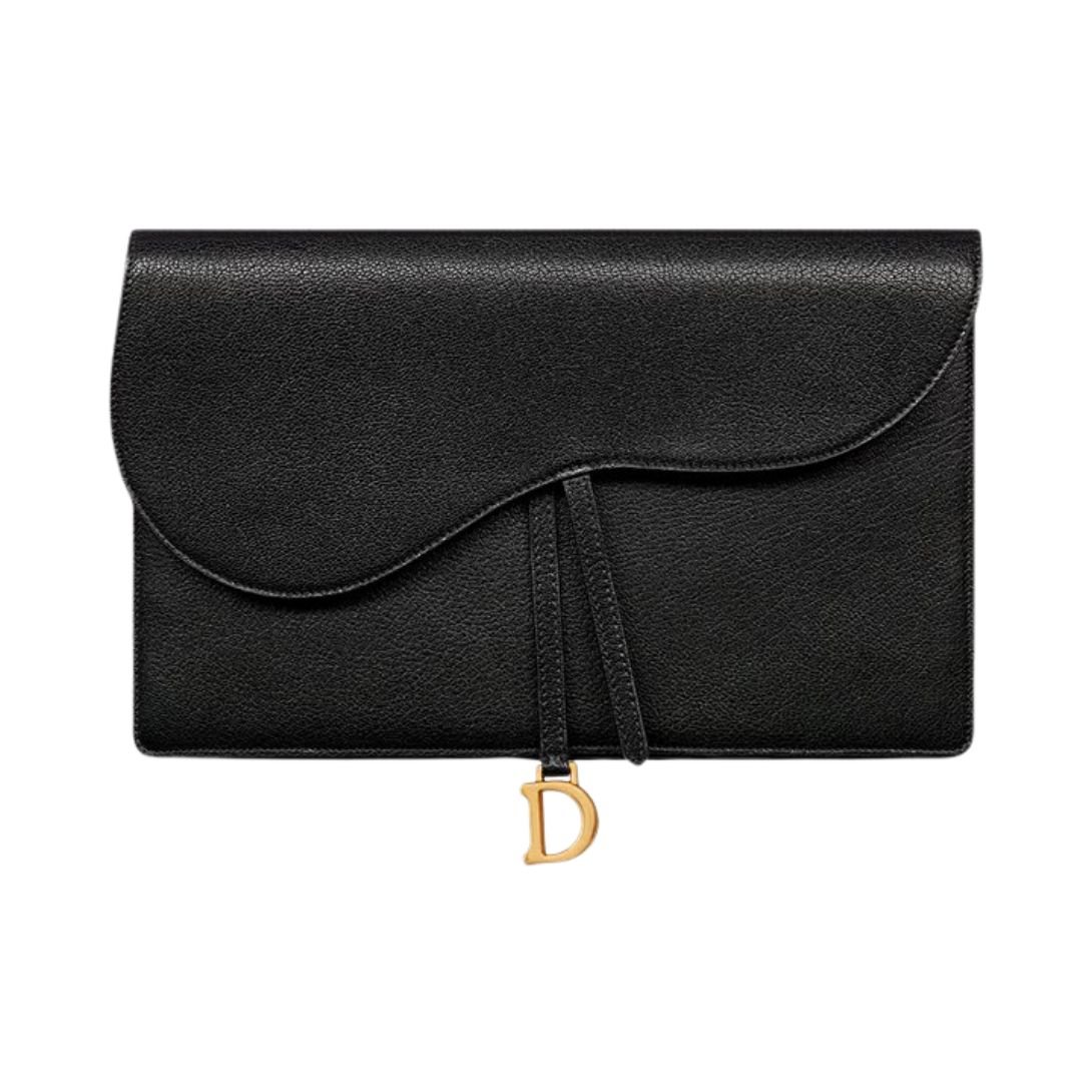 DIOR SADDLE POUCH BLACK GOATSKIN WOMEN