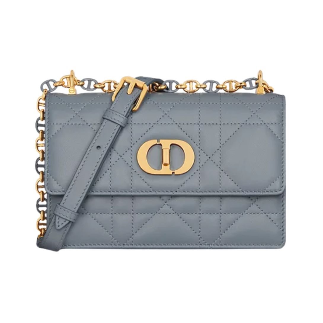 DIOR MISS CARO MINI BAG MACROCANNAGE LAMBSKIN WOMEN CLOUD BLUE