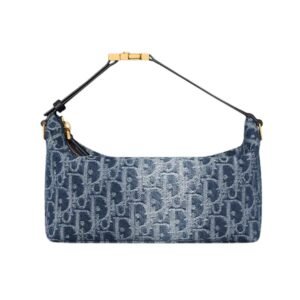 DIOR MEDIUM DIORTRAVEL NOMAD POUCH BLUE DENIM OBLIQUE JACQUARD WOMEN
