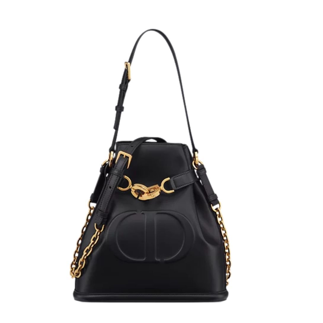 DIOR MEDIUM C'EST DIOR BAG CD-EMBOSSED CALFSKIN WOMEN BLACK