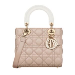 DIOR SMALL DIOR BAG TWO-TONE TRENCH BEIGE AND CANNAGE LAMBSKIN WOMEN