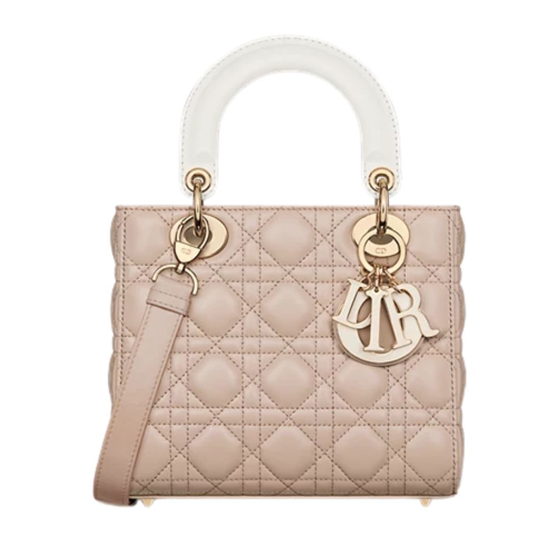 DIOR SMALL DIOR BAG TWO-TONE TRENCH BEIGE AND CANNAGE LAMBSKIN WOMEN