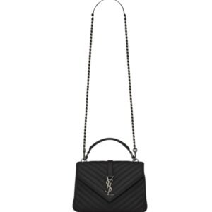 WOMEN SAINT LAURENT COLLEGE MEDIUM IN QUILTED LEATHER SILVER