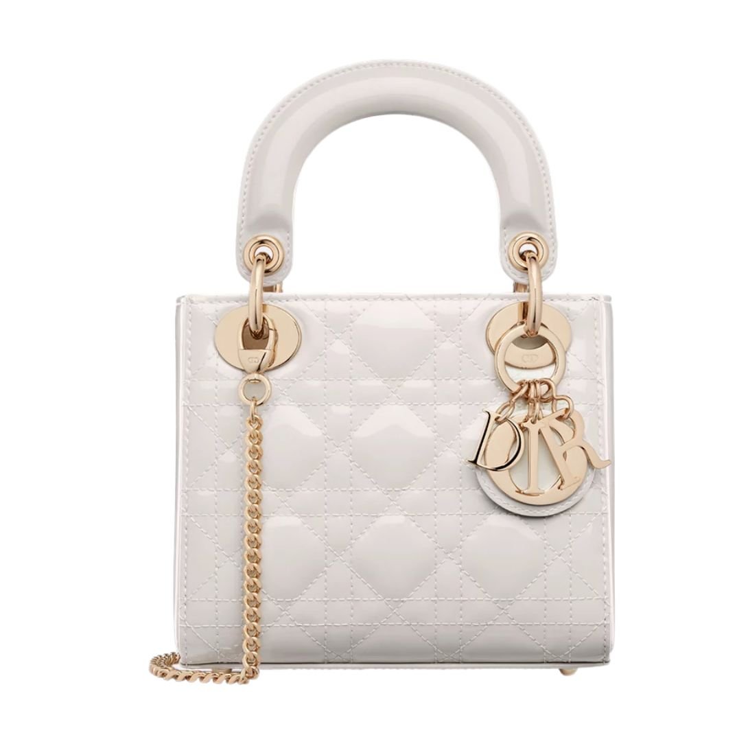 MINI DIOR BAG PATENT CANNAGE CALFSKIN WOMEN LATTE