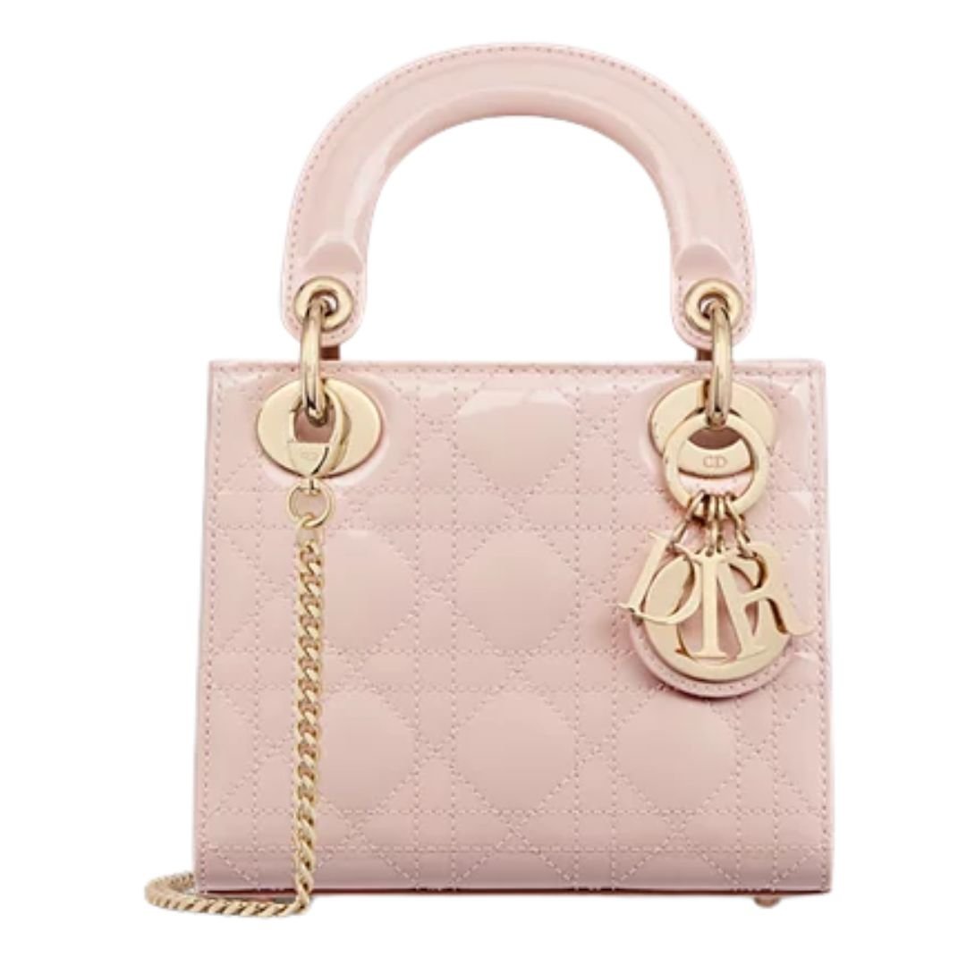 MINI DIOR BAG PATENT CANNAGE CALFSKIN WOMEN POWDER PINK