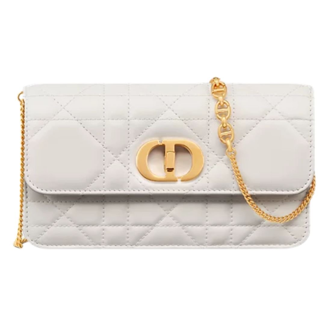 DIOR MISS CARO POUCH WITH CHAIN MACROCANNAGE LAMBSKIN WOMEN LATTE