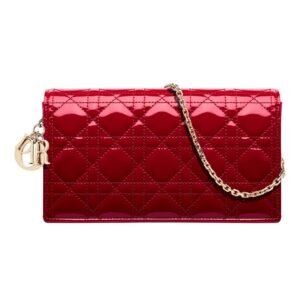 DIOR POUCH PATENT CANNAGE CALFSKIN WOMEN CHERRY RED