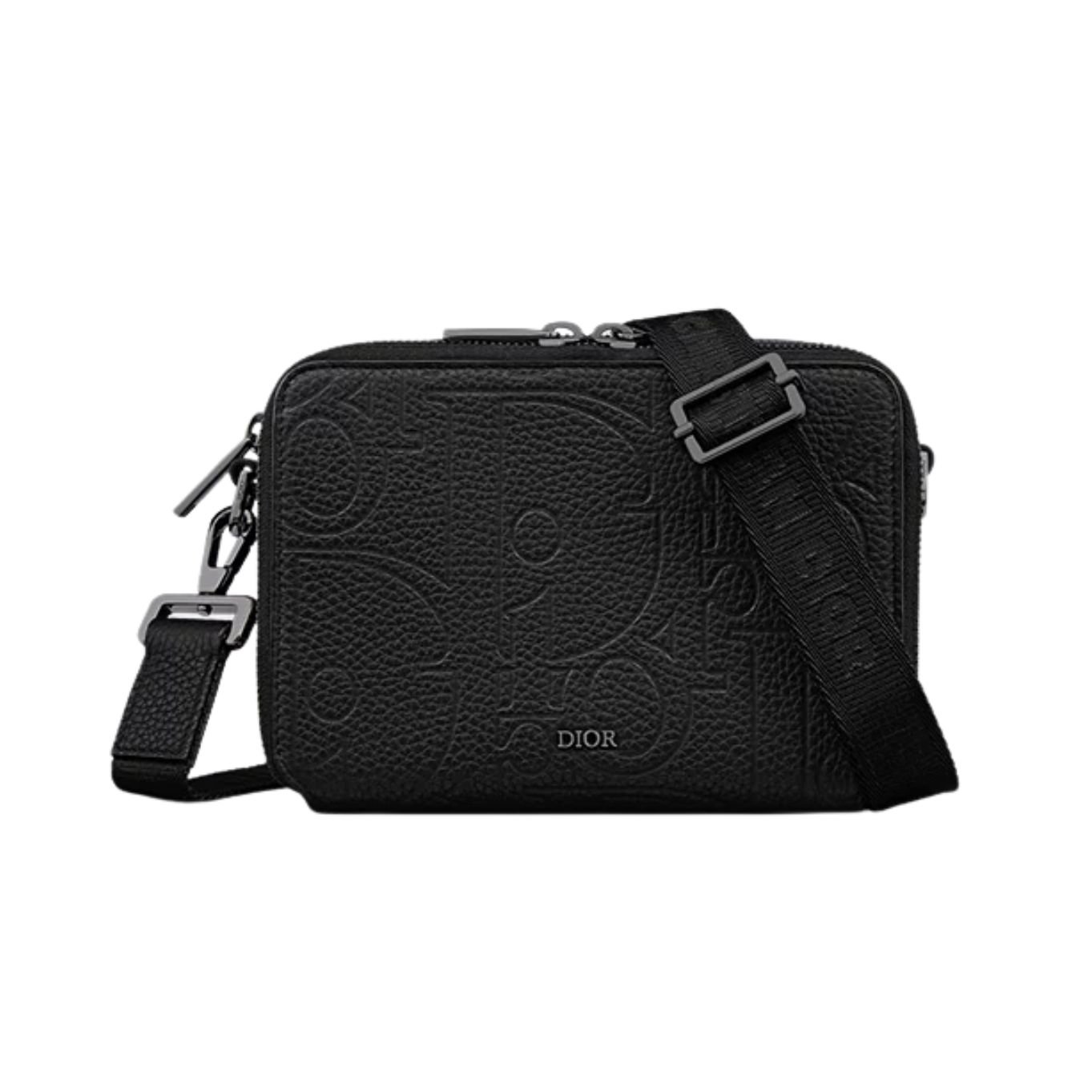 DIOR ZIPPED POUCH WITH STRAP BLACK DIOR GRAVITY LEATHER MEN