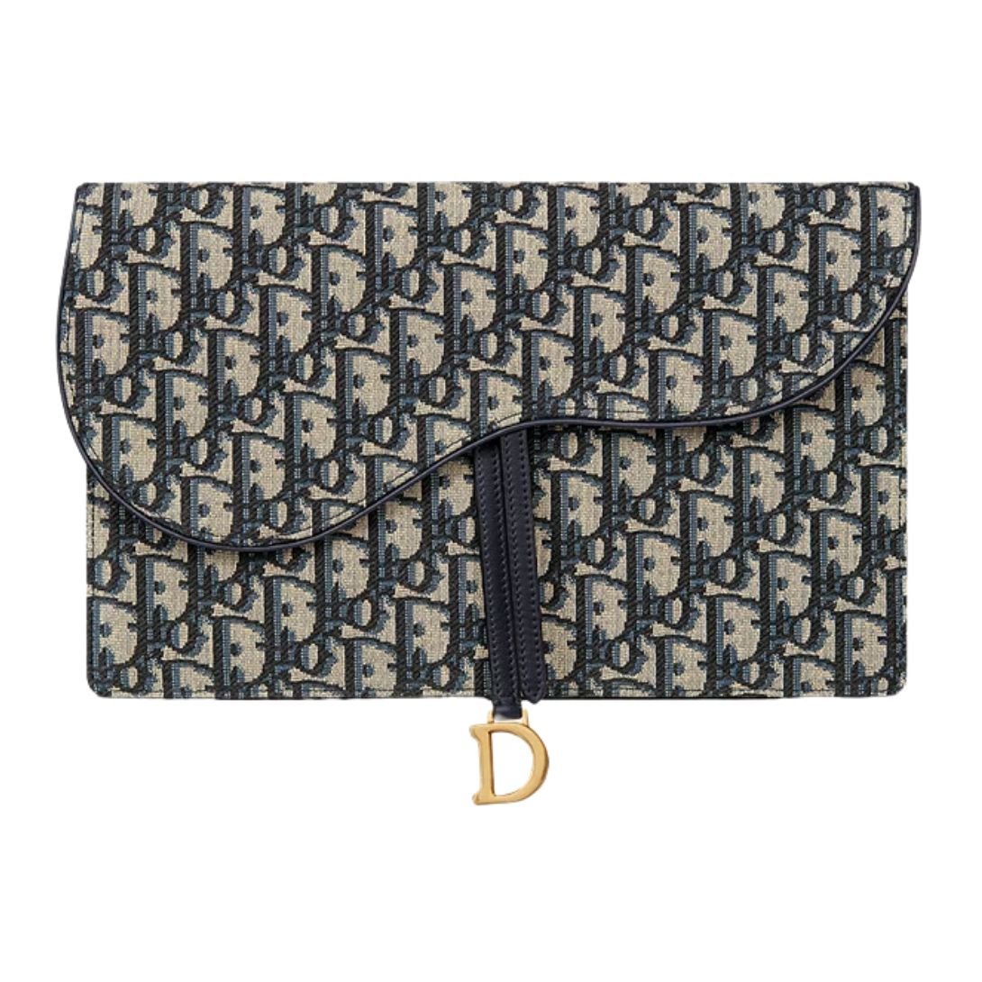 DIOR SADDLE POUCH BLUE DIOR OBLIQUE JACQUARD WOMEN
