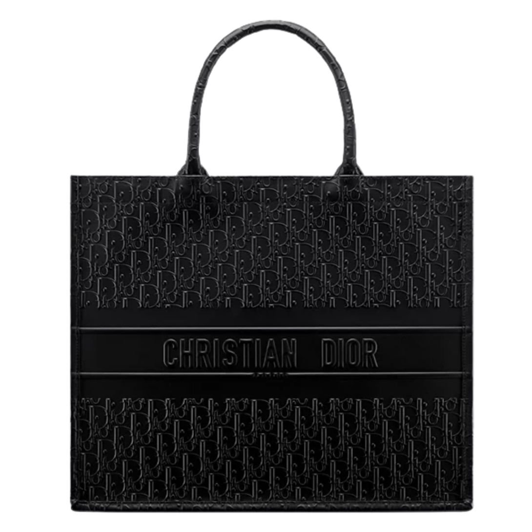 WOMEN DIOR LARGE DIOR BOOK TOTE BLACK DIOR OBLIQUE EMBOSSED CALFSKIN