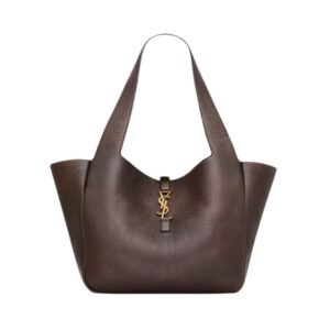 SAINT LAURENT WOMEN’S LE 5 À 7 BEA IN GRAINED LEATHER MARRON FONCE