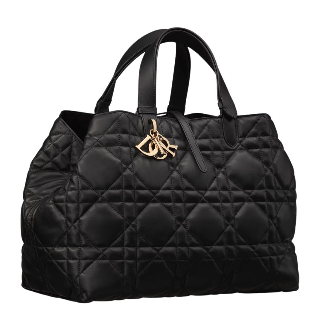 DIOR LARGE TOUJOURS BAG MACROCANNAGE CALFSKIN WOMEN BLACK