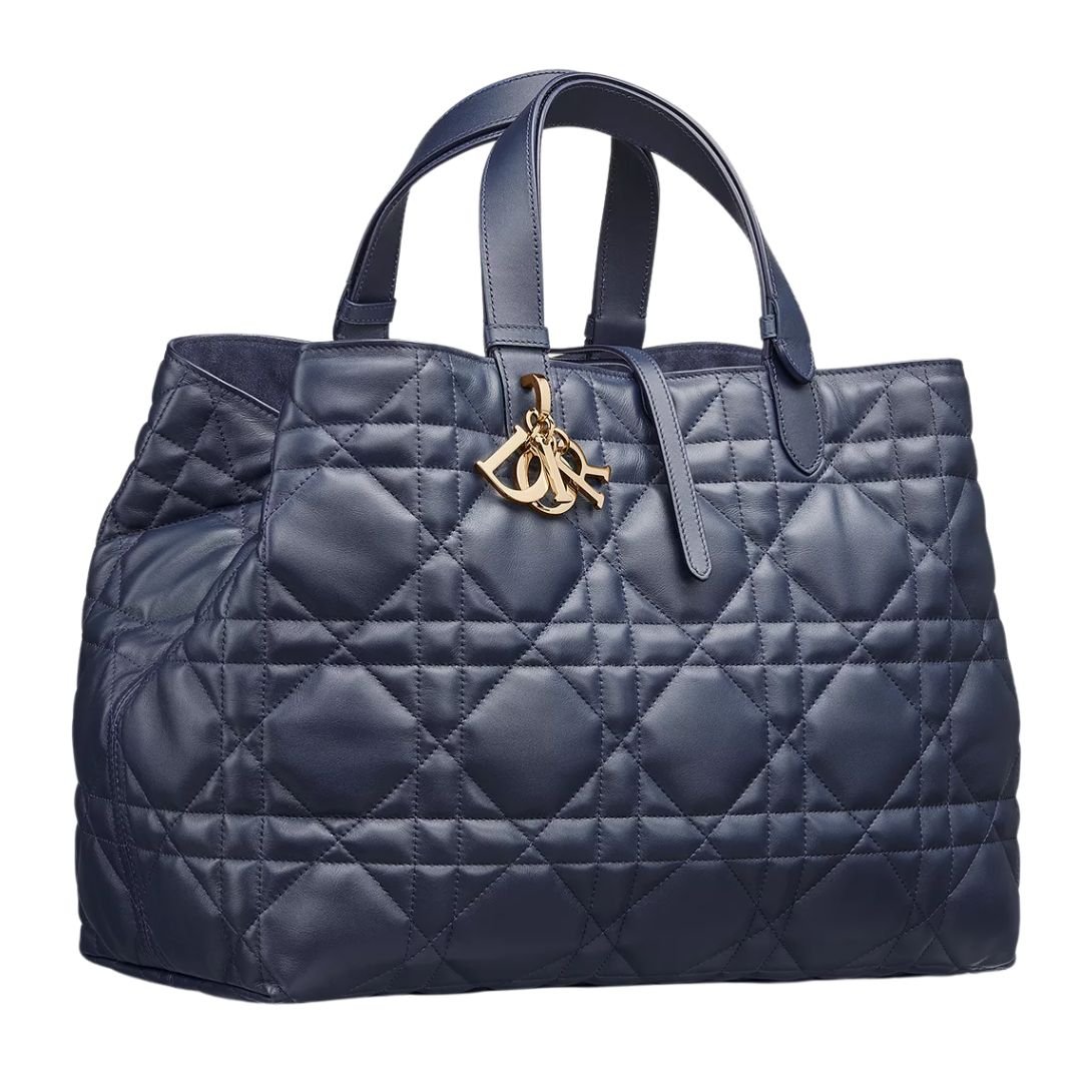 DIOR LARGE TOUJOURS BAG MACROCANNAGE CALFSKIN WOMEN DEEP OCEAN BLUE