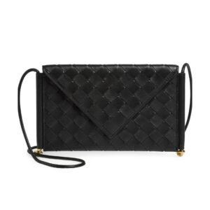 BOTTEGA VENETA WOMEN’S SOLSTICE ENVELOPE INTRECCIATO LEATHER CROSSBODY BAG