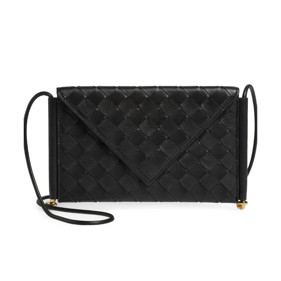 BOTTEGA VENETA WOMEN'S SOLSTICE ENVELOPE INTRECCIATO LEATHER CROSSBODY BAG