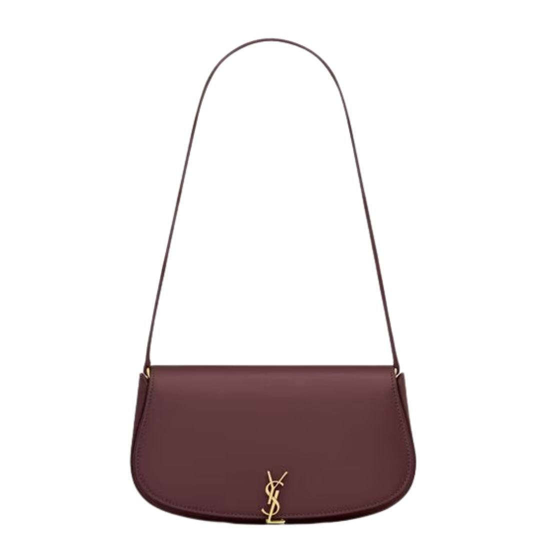 SAINT LAURENT VOLTAIRE LEATHER MINI SHOULDER BAG ROUGE CABERNET