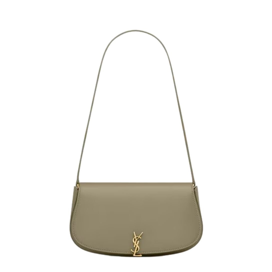 SAINT LAURENT VOLTAIRE LEATHER MINI SHOULDER BAG STRONG MOSS