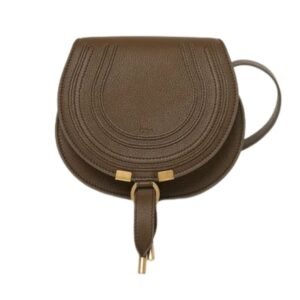 CHLOÉ WOMEN’S MARCIE SMALL LEATHER SADDLE BAG DARK KHAKI