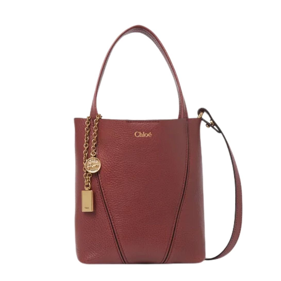 CHLOÉ WOMEN'S SPIN SMALL LEATHER TOTE CLAY BRUNET PINK