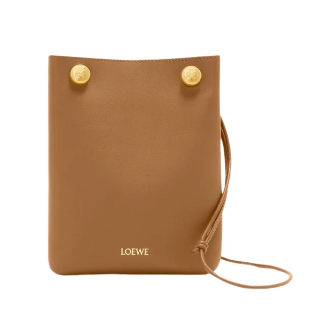LOEWE WOMEN'S PEBBLE SOFT LEATHER POUCH OAK