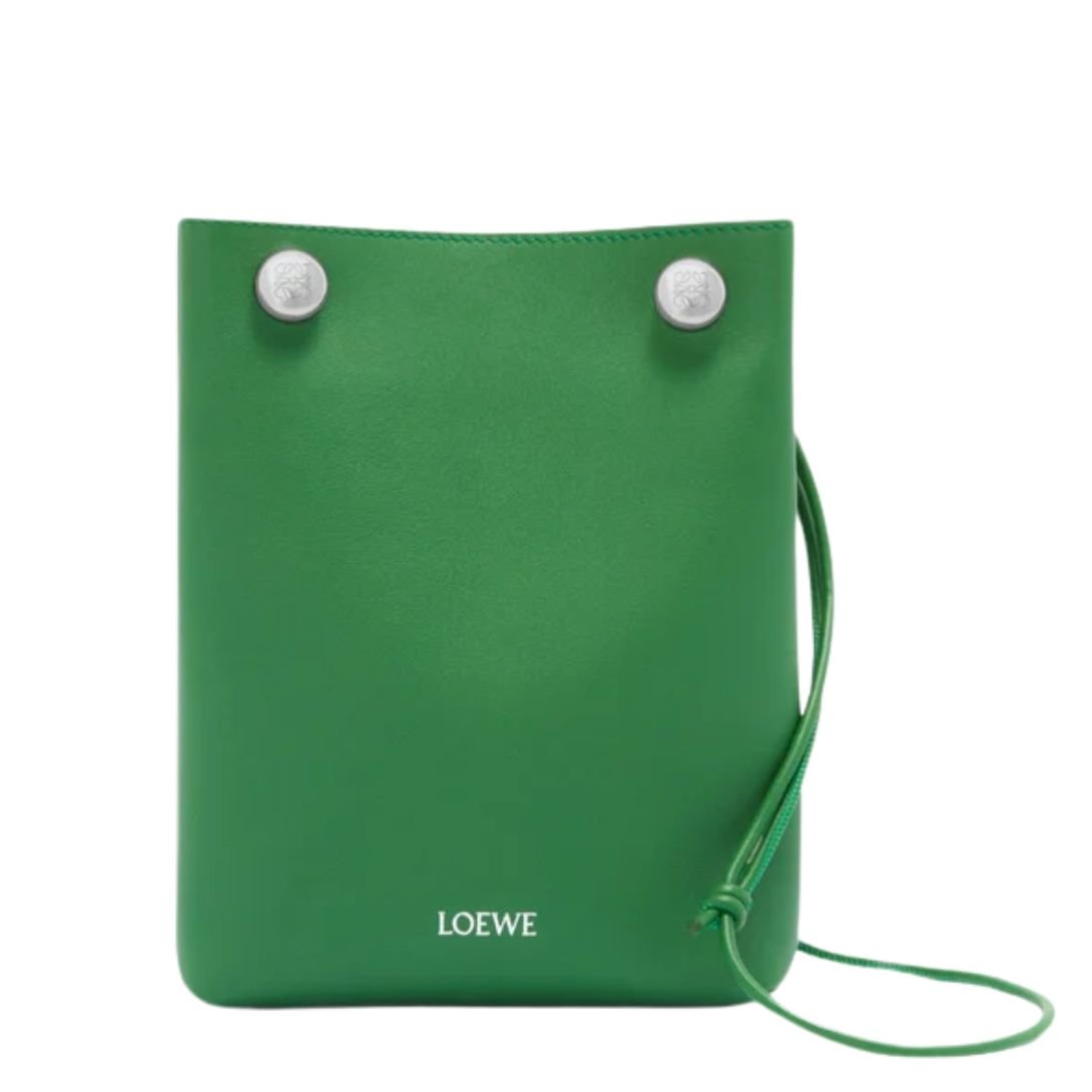 LOEWE WOMEN'S PEBBLE SOFT LEATHER POUCH TROPICAL GREEN