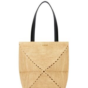 WOMENS LOEWE MEDIUM PUZZLE FOLD TOTE IN RAFFIA