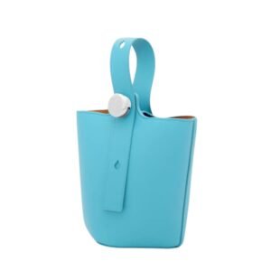 LOEWE PEBBLE MINI LEATHER TOTE SKY BLUE