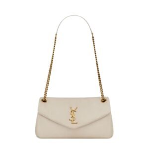 SAINT LAURENT WOMEN’S CALYPSO SMALL BAG IN LAMBSKIN BLANC VINTAGE