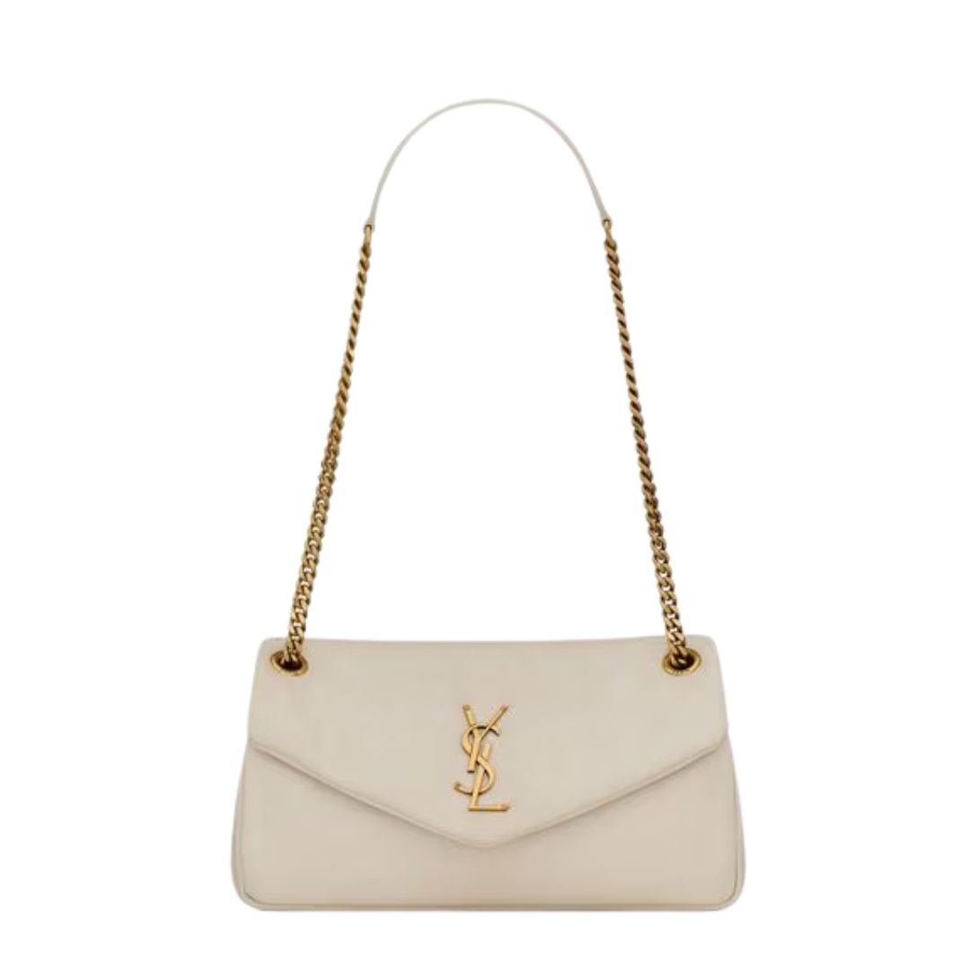 SAINT LAURENT WOMEN'S CALYPSO SMALL BAG IN LAMBSKIN BLANC VINTAGE