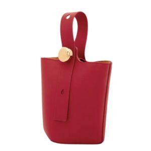 LOEWE PEBBLE MINI LEATHER TOTE BURNT RED