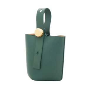 LOEWE PEBBLE MINI LEATHER TOTE VETLVER