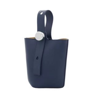 LOEWE PEBBLE MINI LEATHER TOTE ABYSS BLUE